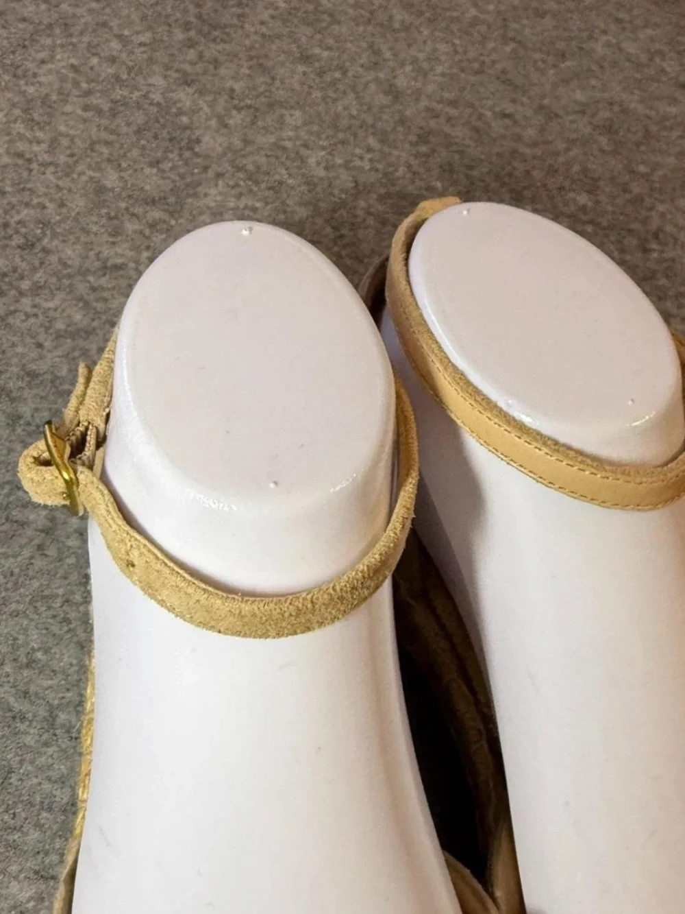 Coach Tan Suede Espadrille Slide with Gold Logo